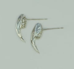 Sterling Silver Edgy Wearable Art Lower Jaw Stud Earrings