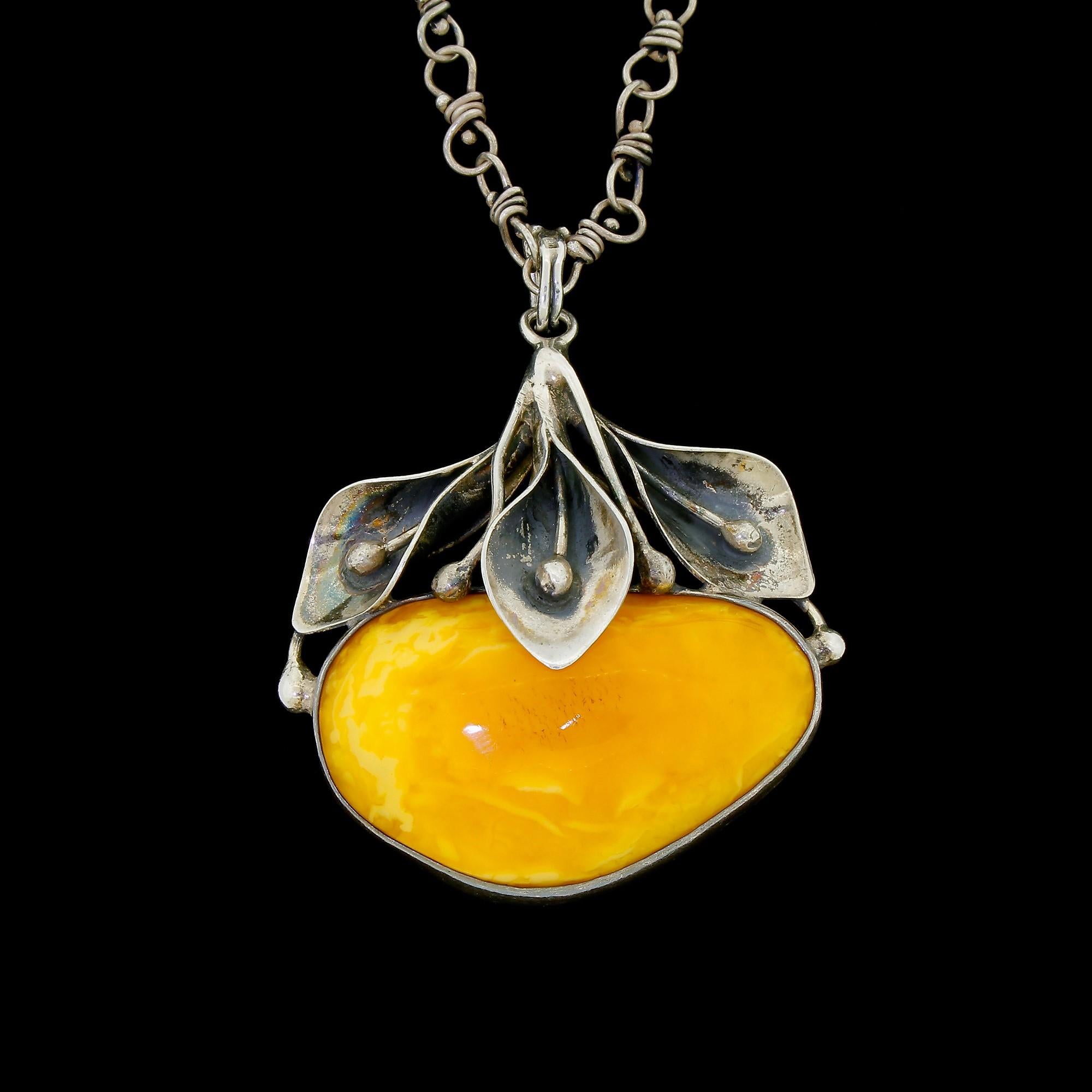 amber sterling silver necklace