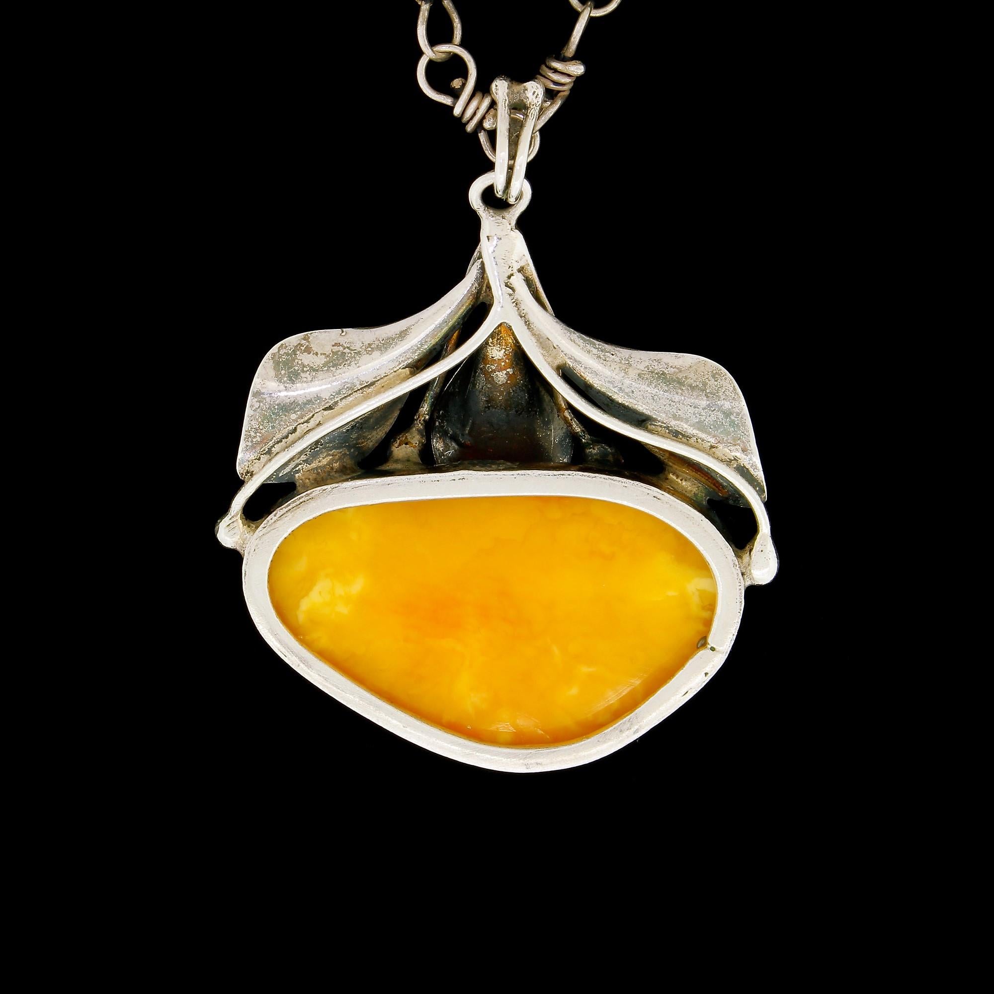 amber and silver necklace