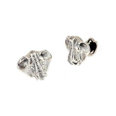Sterling Silver Elephant Head Cufflinks by John Landrum Bryant