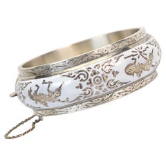 Bracelet en argent sterling avec émail et danseuses du Siam