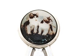 Sterling Silver Enamel Cat Bookmark