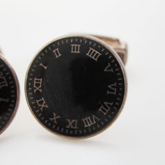 Sterling Silver Enamel Clock Face Cufflinks