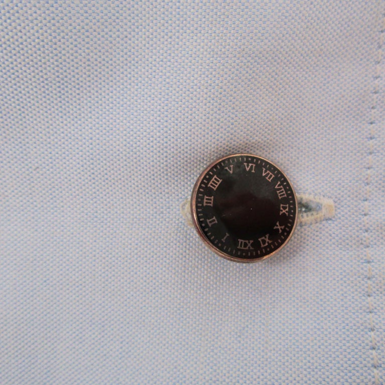 Contemporary Sterling Silver Enamel Clock Face Cufflinks For Sale