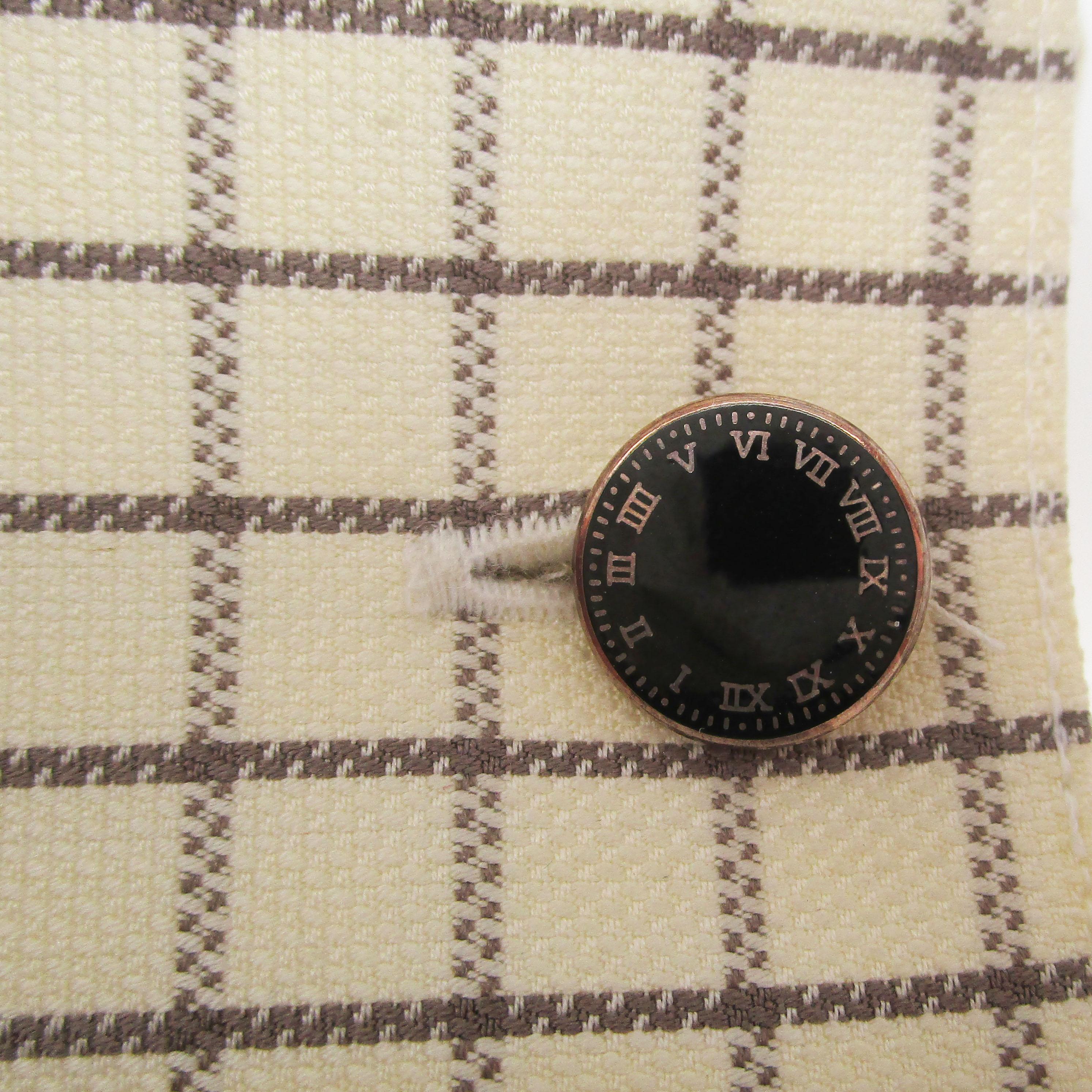 Manschettenknöpfe aus Sterlingsilber und Emaille mit Uhr und Zifferblatt im Zustand „Neu“ im Angebot in Lexington, KY