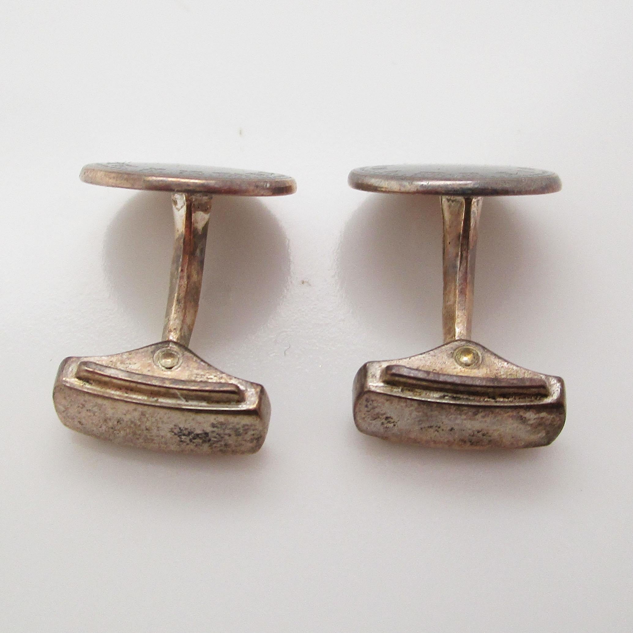 Sterling Silver Enamel Clock Face Cufflinks In New Condition For Sale In Lexington, KY