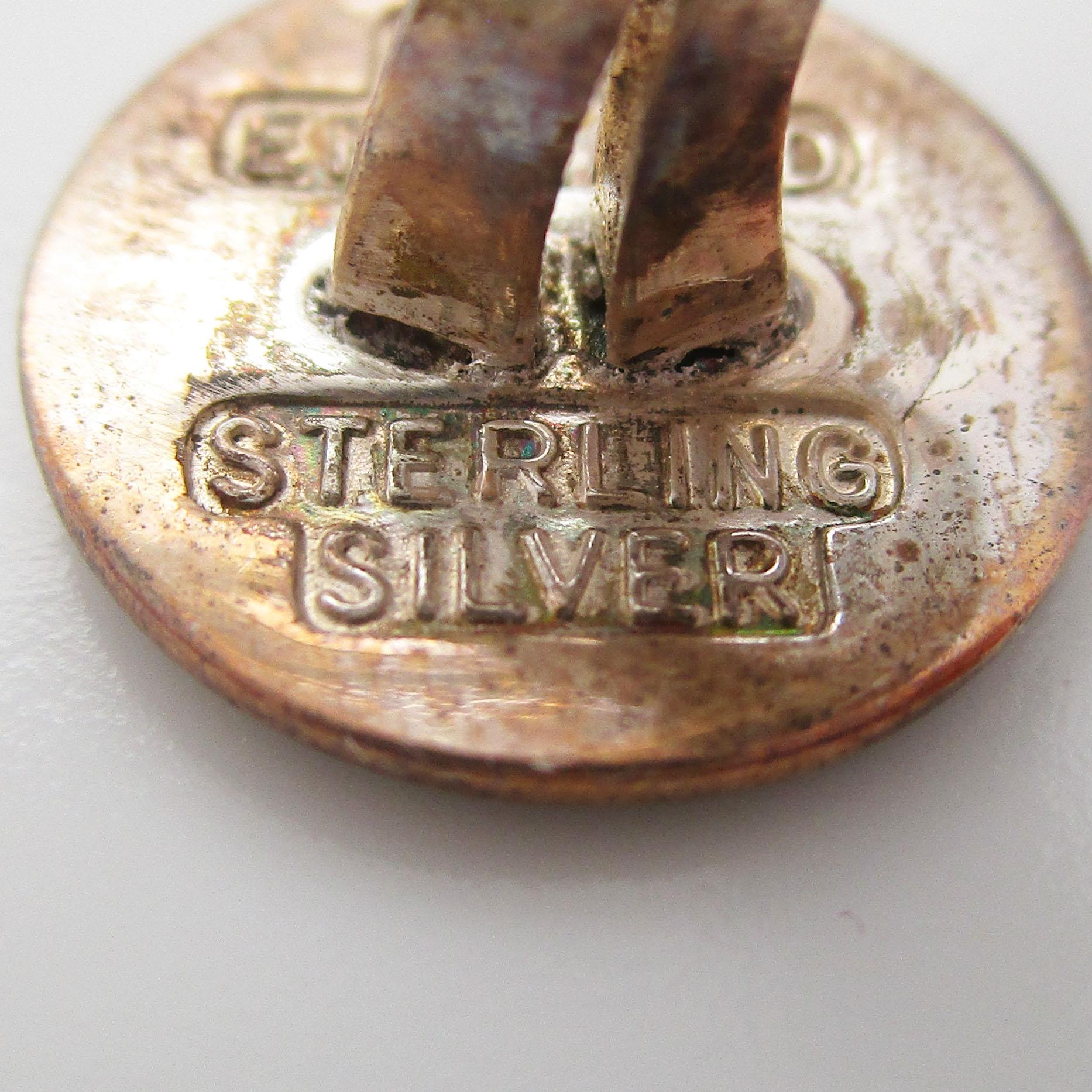 Manschettenknöpfe aus Sterlingsilber und Emaille mit Uhr und Zifferblatt im Angebot 3