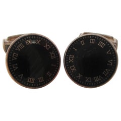 Sterling Silver Enamel Clock Face Cufflinks