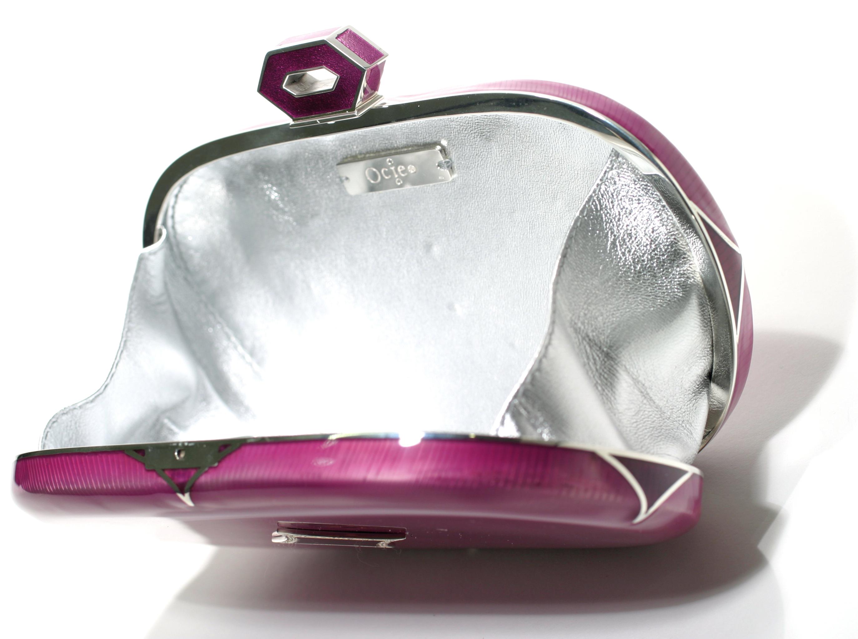 Sterling Silver Guilloché Purple Enamel Diamond Minaudière Limited Edition 3