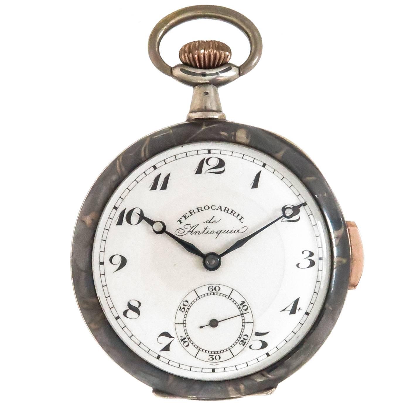 Sterling Silver Enamel Fine Quarter Hour Repeater Pocket Watch, circa 1910