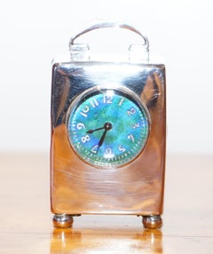 Sterling Silver Enamel Liberty's 1911 Archibald Knox Miniature Carriage Clock