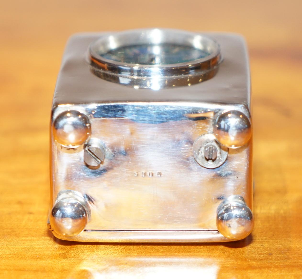 Sterling Silber Emaille Liberty's 1911 Archibald Knox Miniatur Kutsche Uhr im Angebot 1