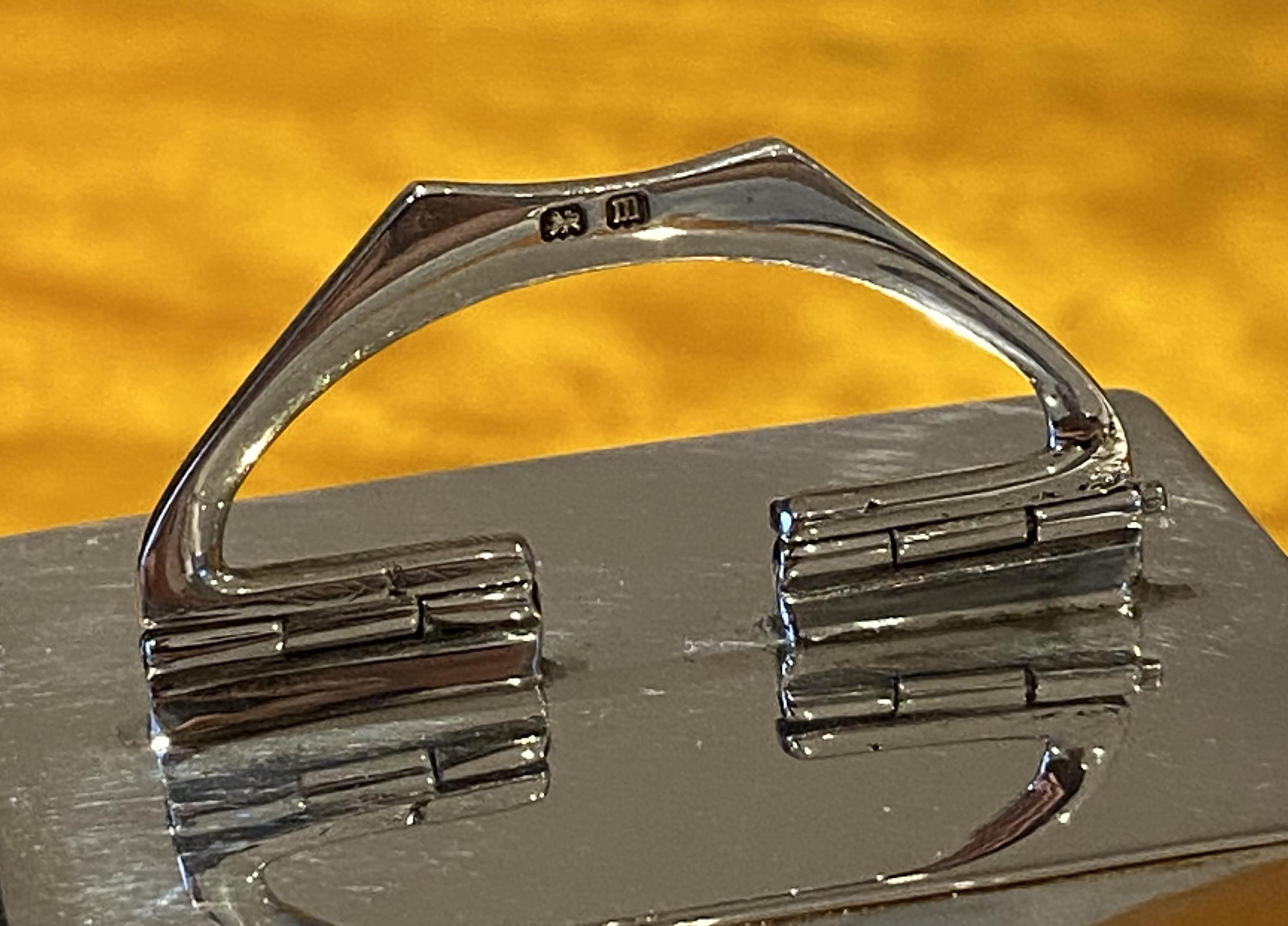 Sterling Silber Emaille Liberty's London Archibald Knox Miniatur Kutsche Uhr im Angebot 7