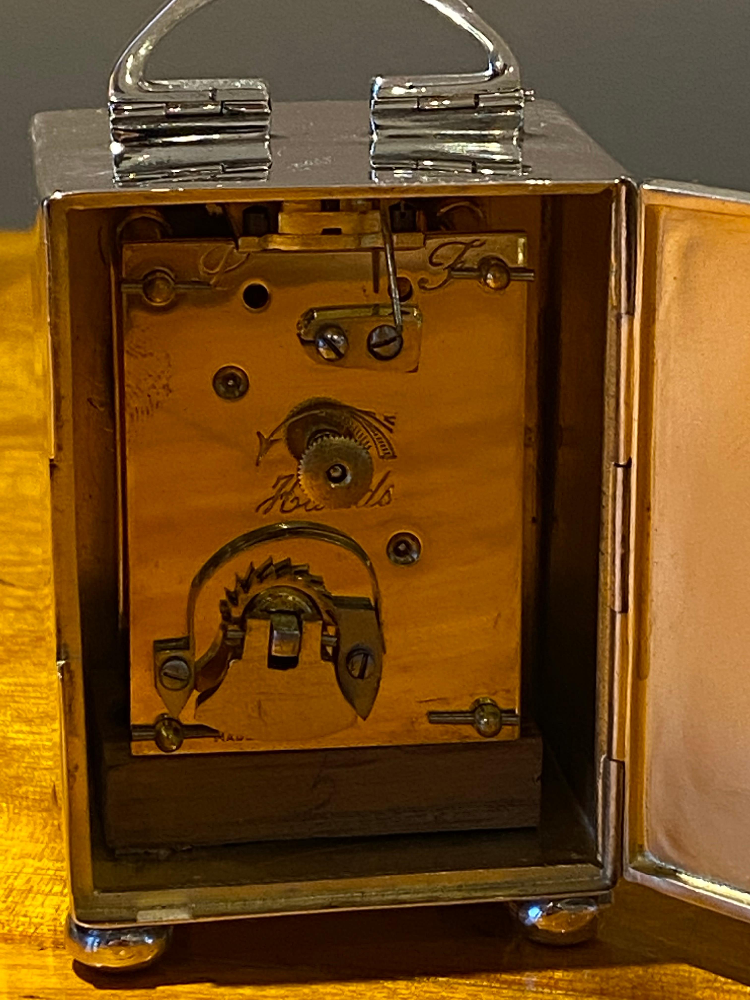 Sterling Silber Emaille Liberty's London Archibald Knox Miniatur Kutsche Uhr im Angebot 11