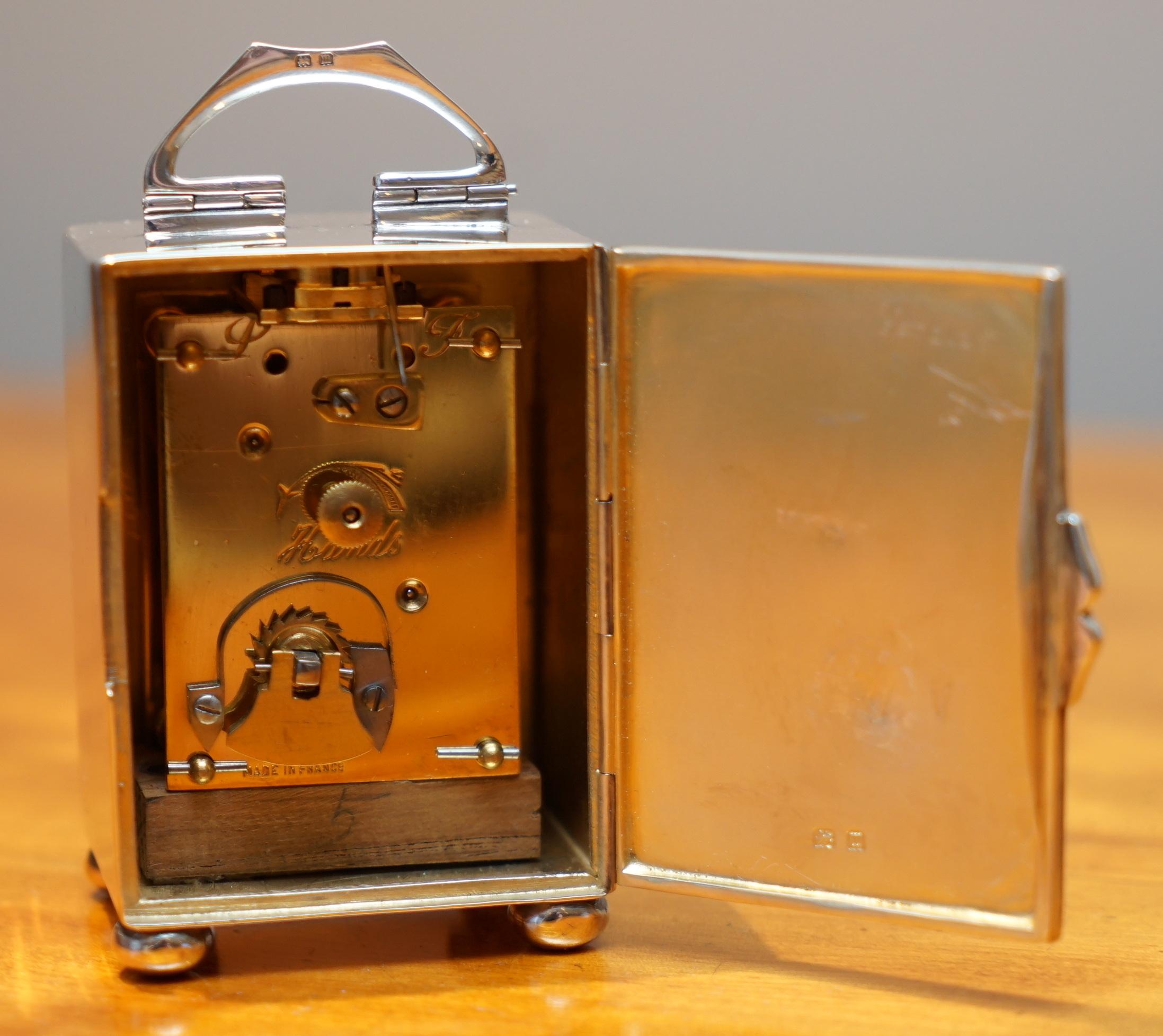 Sterling Silber Emaille Liberty's London Archibald Knox Miniatur Kutsche Uhr im Angebot 3