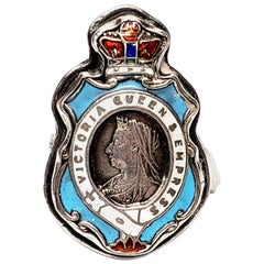 Sterlingsilber Emaille Königin Victoria Kaiserin Badge Ring