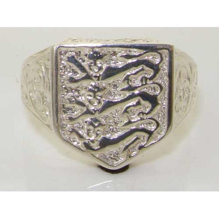 For Sale:  Sterling Silver England Three Lions Signet Ring 4