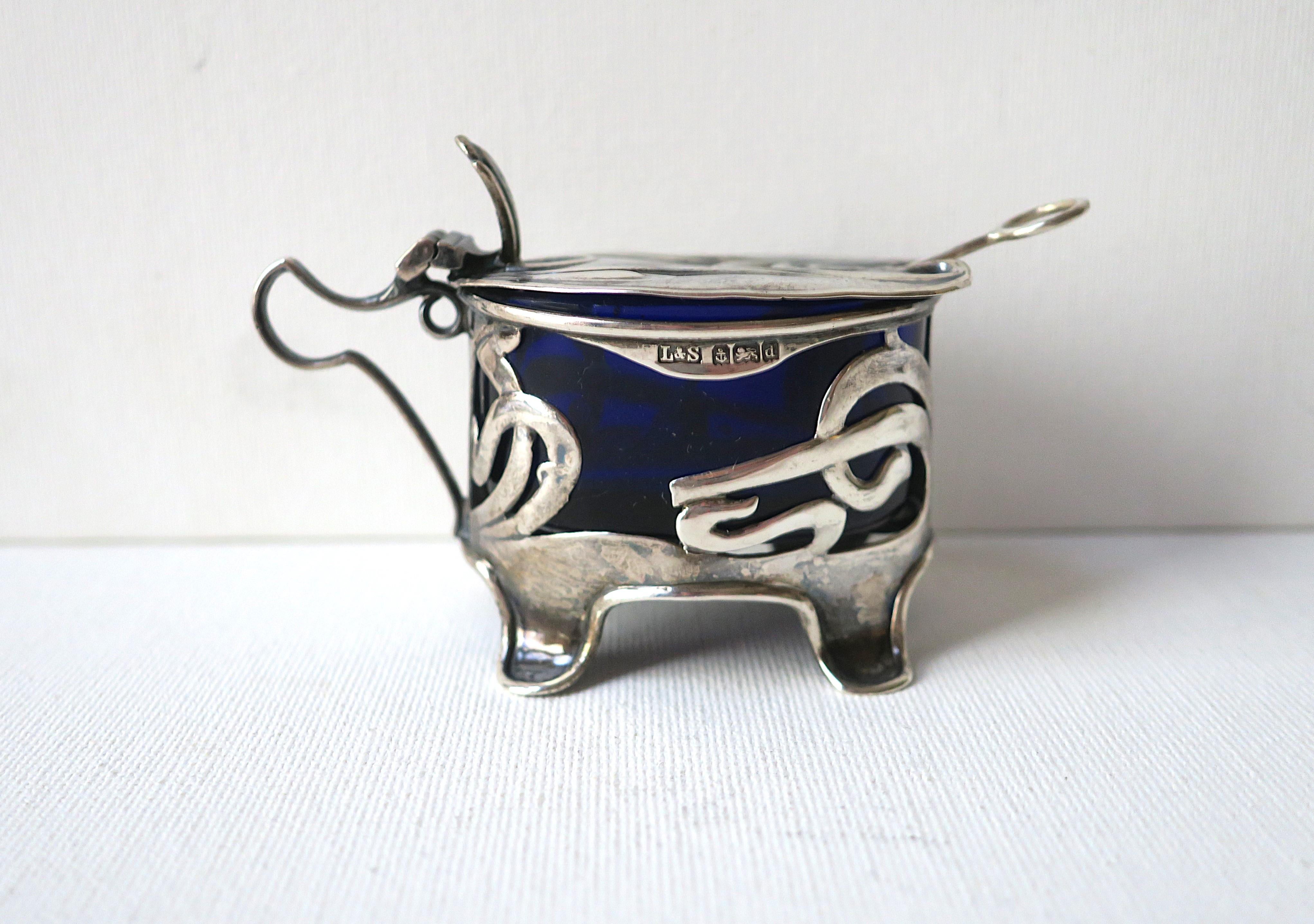 English Sterling Silver Art Nouveau Salt Cellar For Sale 8