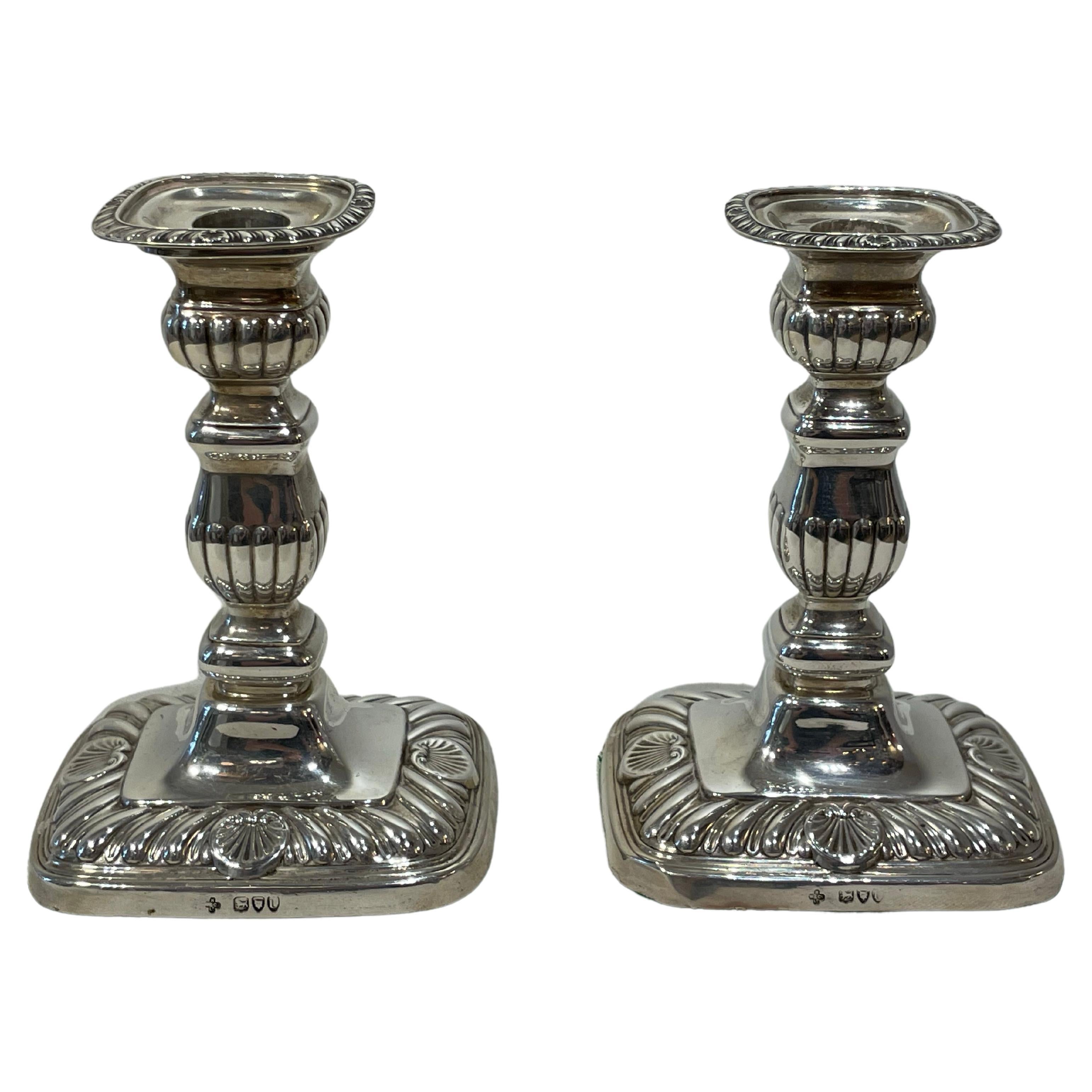 Sterling Silver English Candlesticks