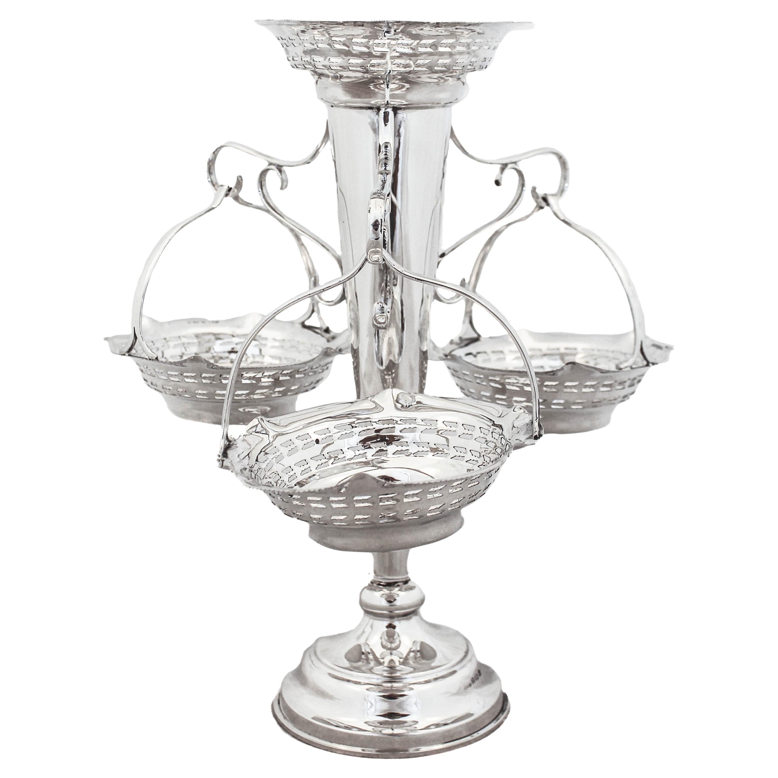 Sterling Silver English Epergne For Sale