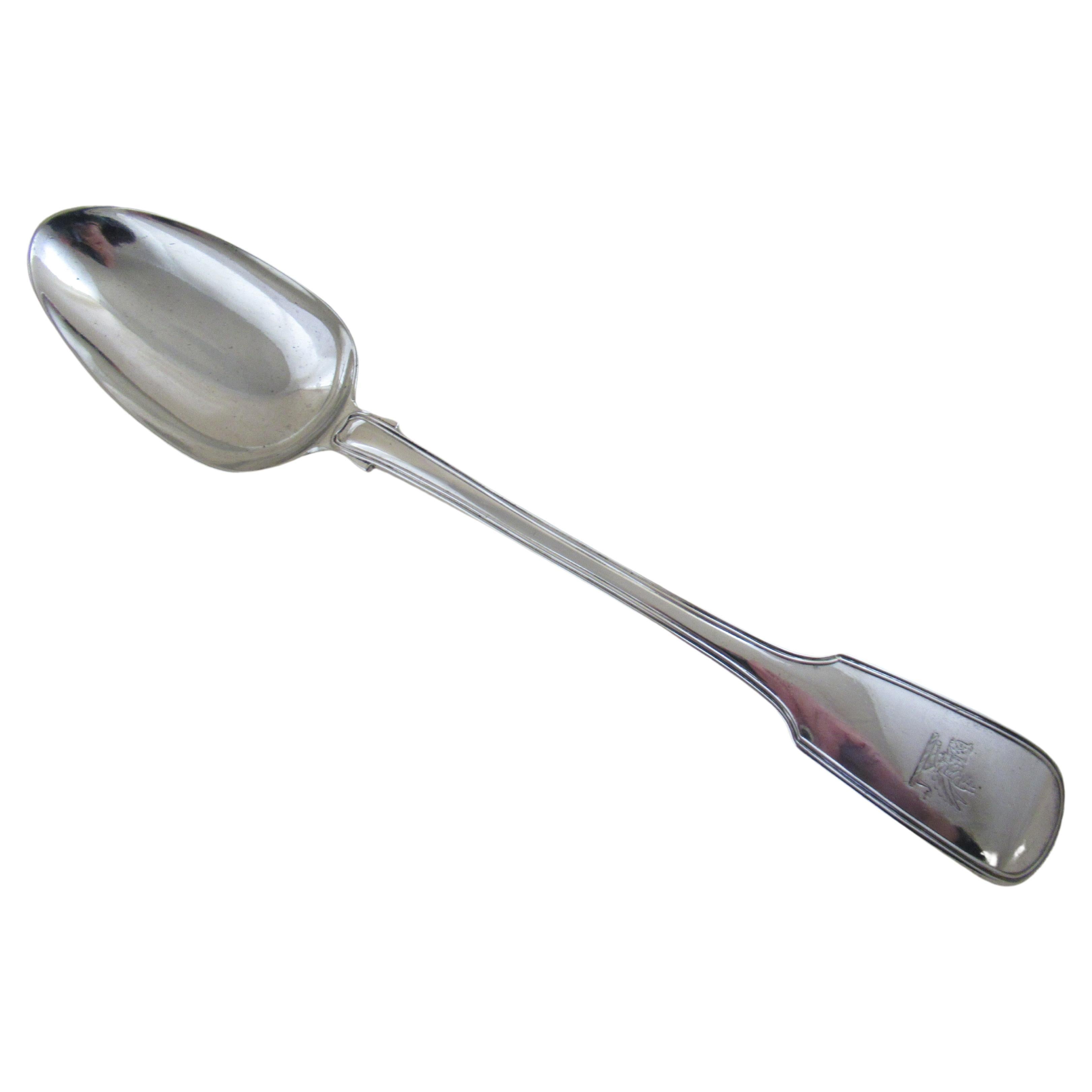 Sterling Silver English Fiddle & Thread Serving Spoon, Hallmarked:-London, 1843