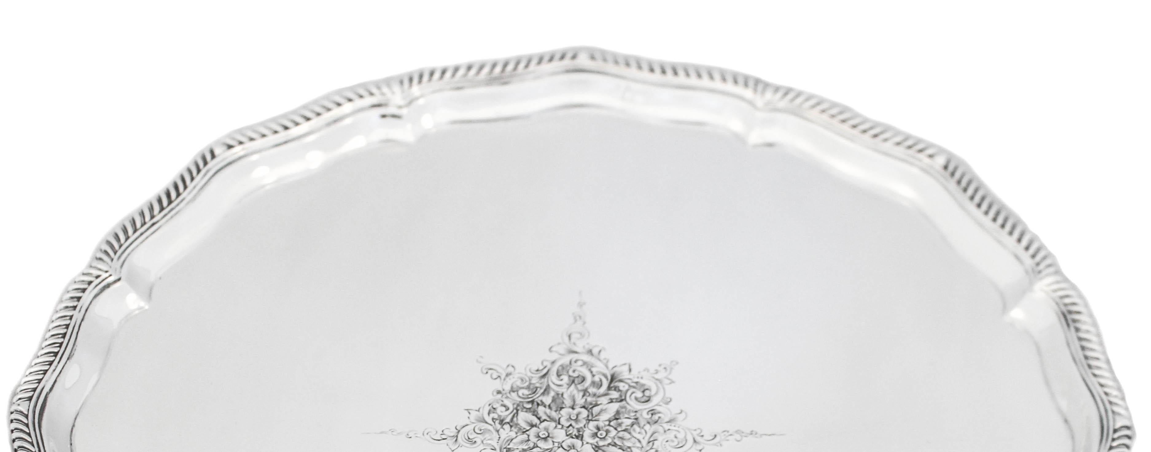 Mid-19th Century Sterling Silver English Salver For Sale