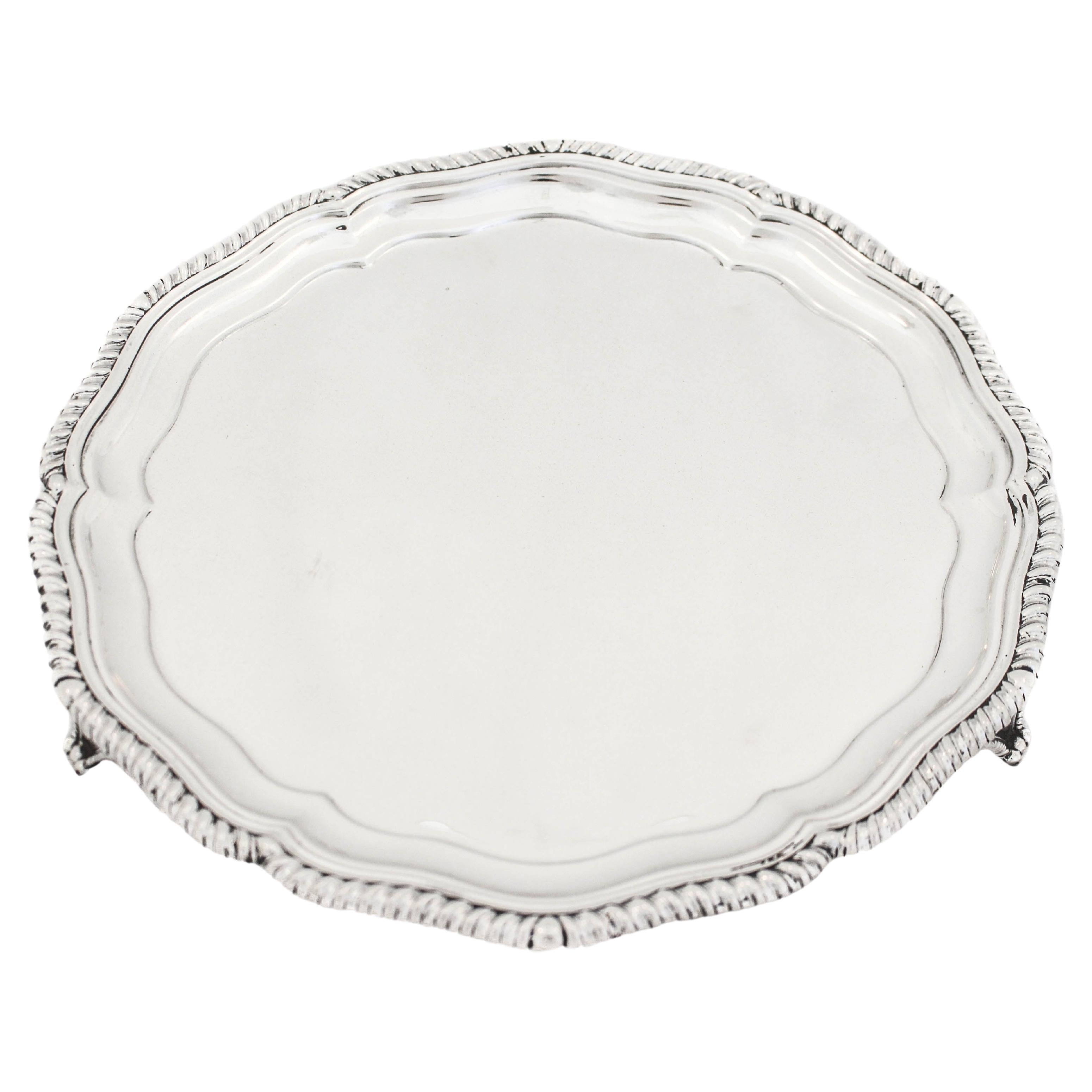 Plateau Salver anglais en argent sterling