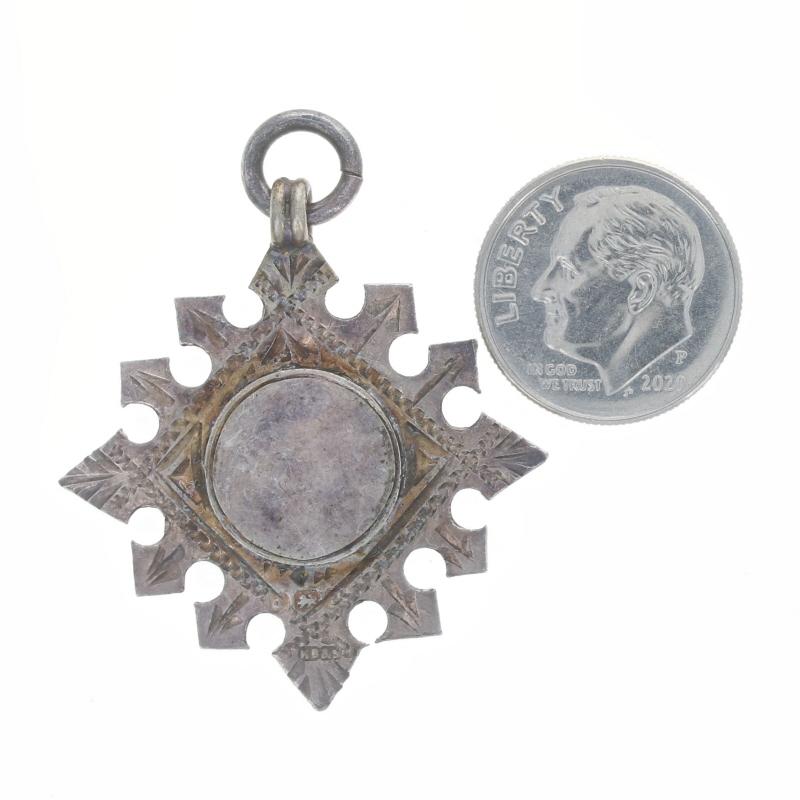 Women's or Men's Sterling Silver Engravable Fob Pendant - 925 Antique Birmingham, England