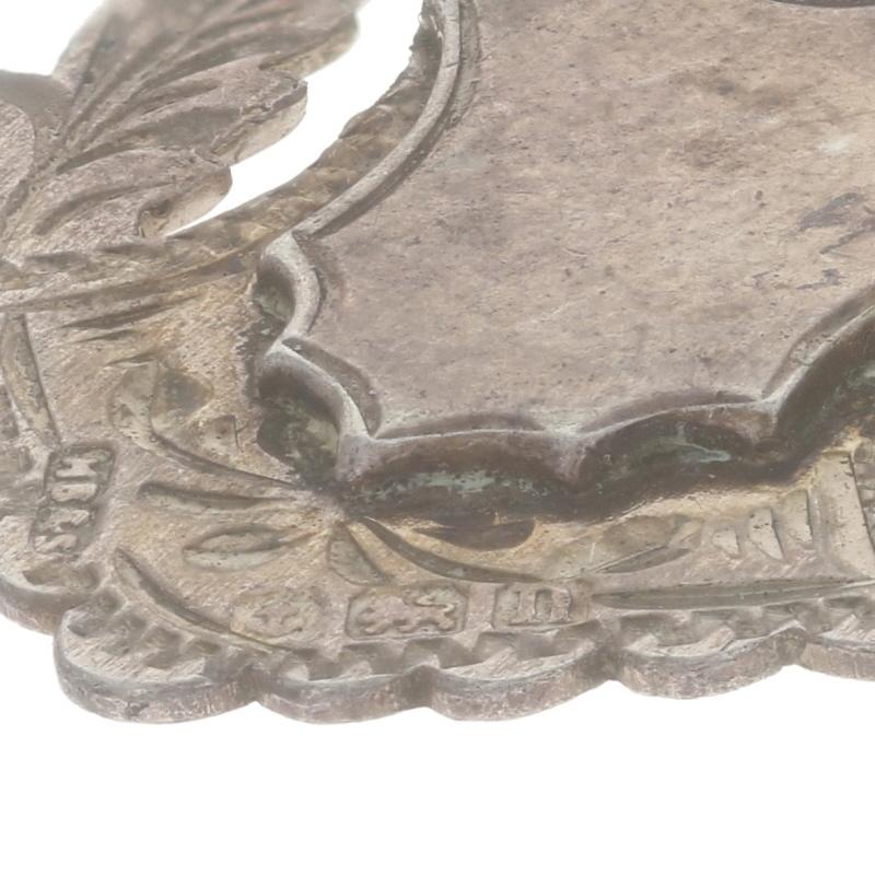 Sterling Silver Engravable Fob Pendant - 925 Heart Shield Crest Antique England For Sale 1