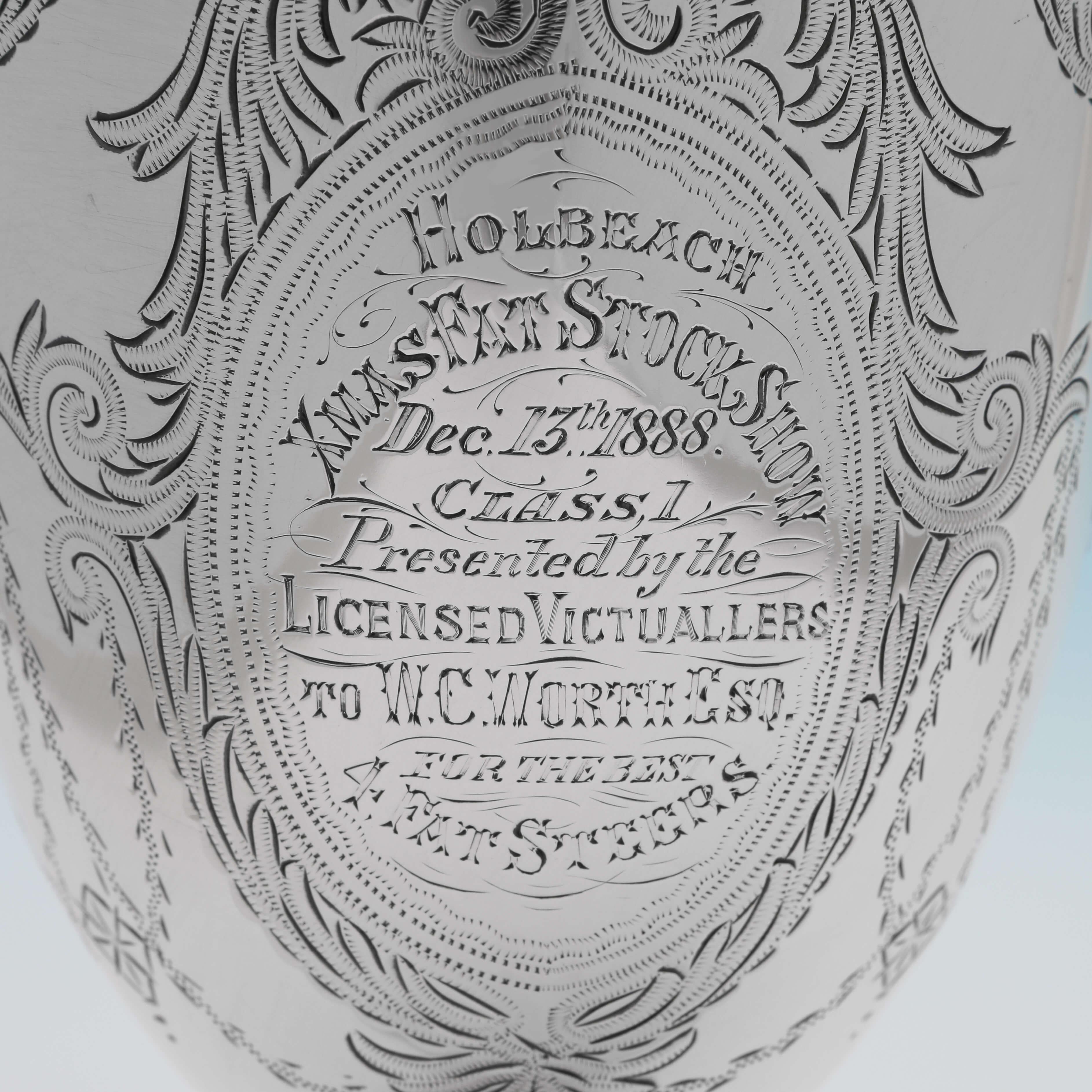 Victorian Sterling Silver Goblet, London 1886 by C. S. Harris, Engraved with Inscription