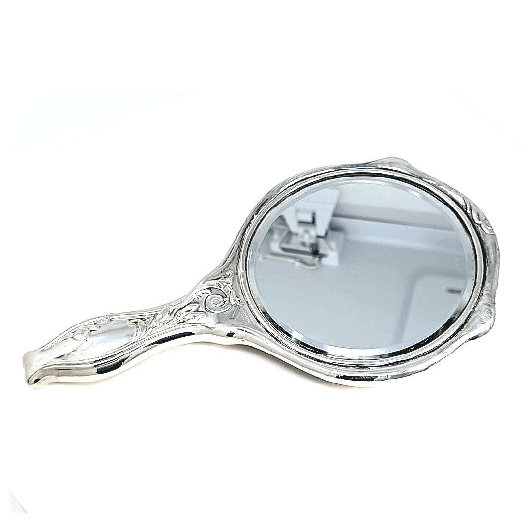 Specchio a mano inciso in argento sterling In condizioni buone in vendita a Dallas, TX