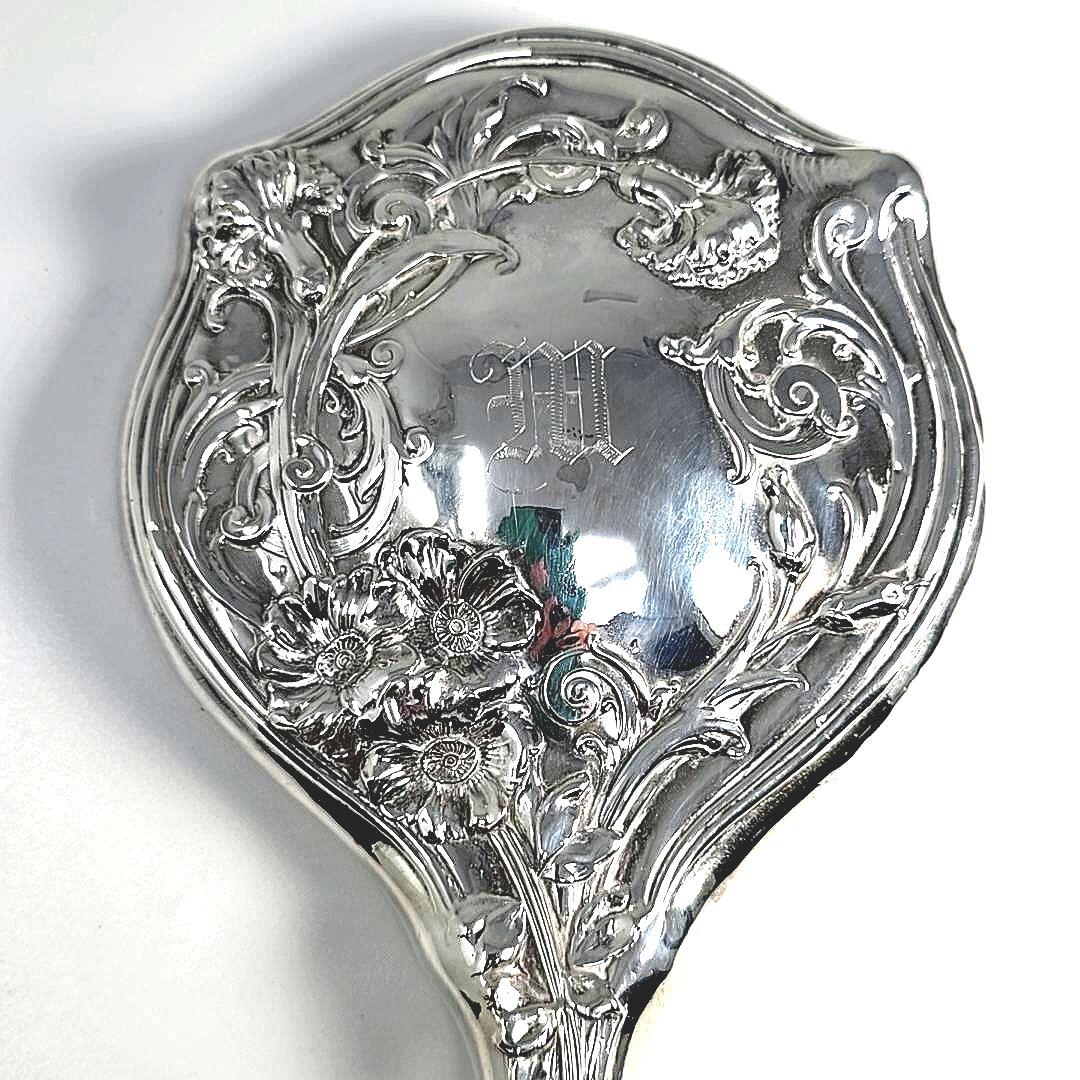 da uomo o donna Specchio a mano inciso in argento sterling in vendita