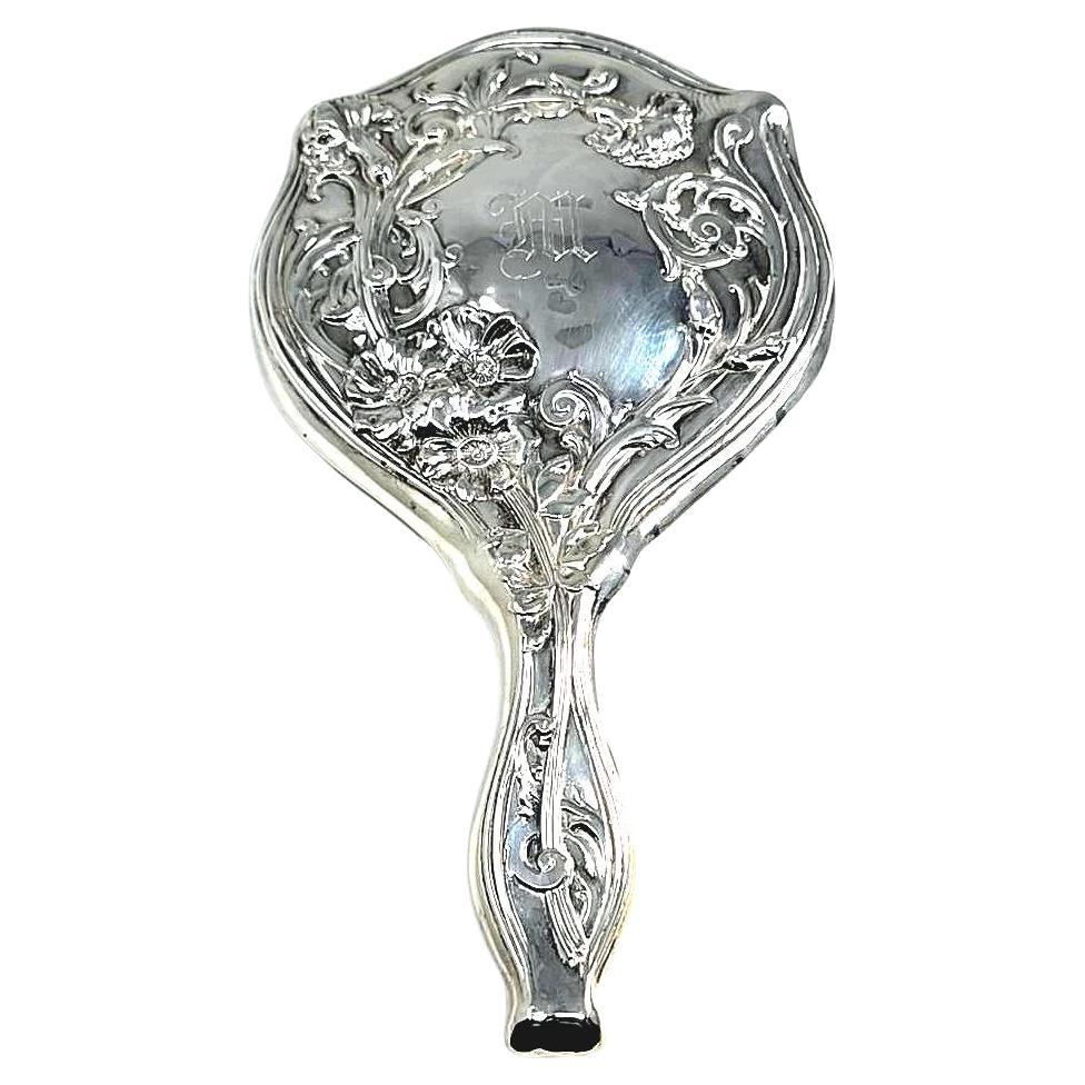 Sterlingsilber gravierter Handspiegel