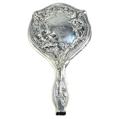 Sterlingsilber gravierter Handspiegel