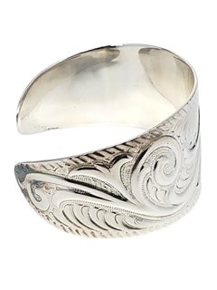 Sterling Silver Engraved Scrollwork Cuff Bracelet #24155