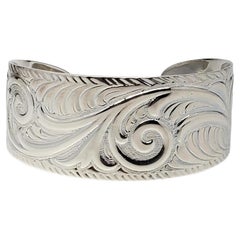 Sterling Silver Engraved Scrollwork Cuff Bracelet #24155
