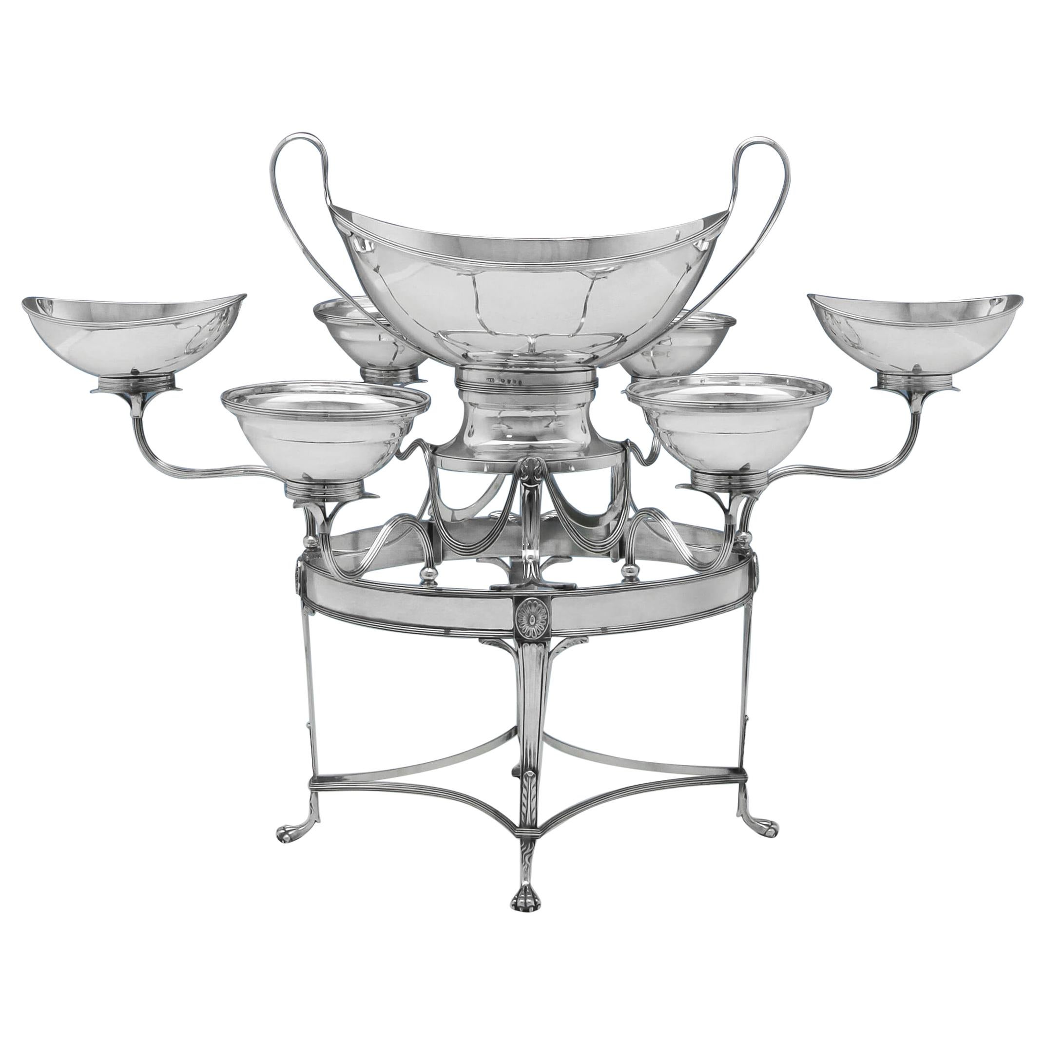 Epergne o Centro de Mesa Neoclásico de Plata de Ley de la Época de Jorge III - 1793