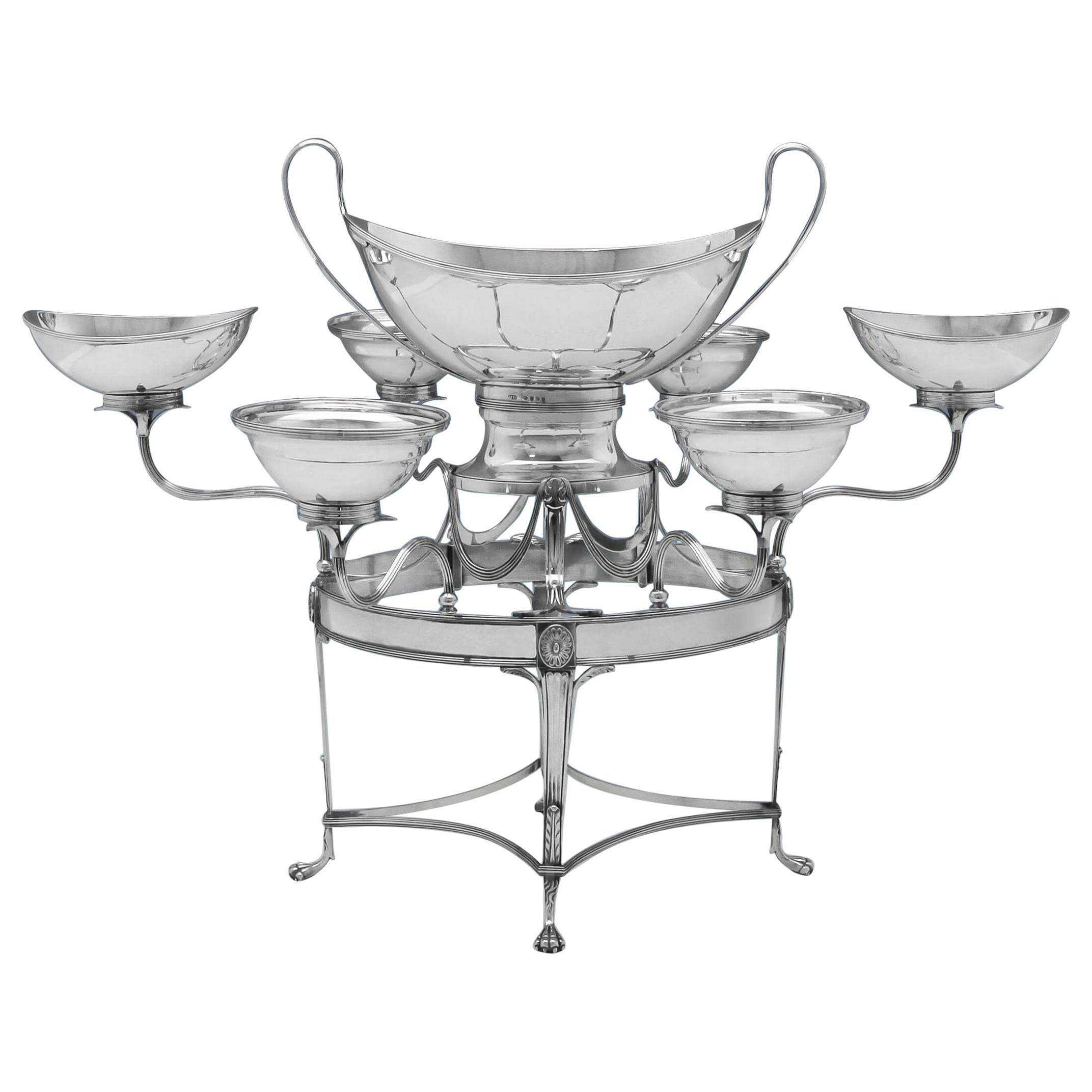 Neoklassizistischer Epergne- oder Tafelaufsatz aus Sterlingsilber aus der George-III-Periode - 1793