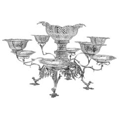 Épergne ou centre de table en argent sterling George III par Thomas Pitts en 1763