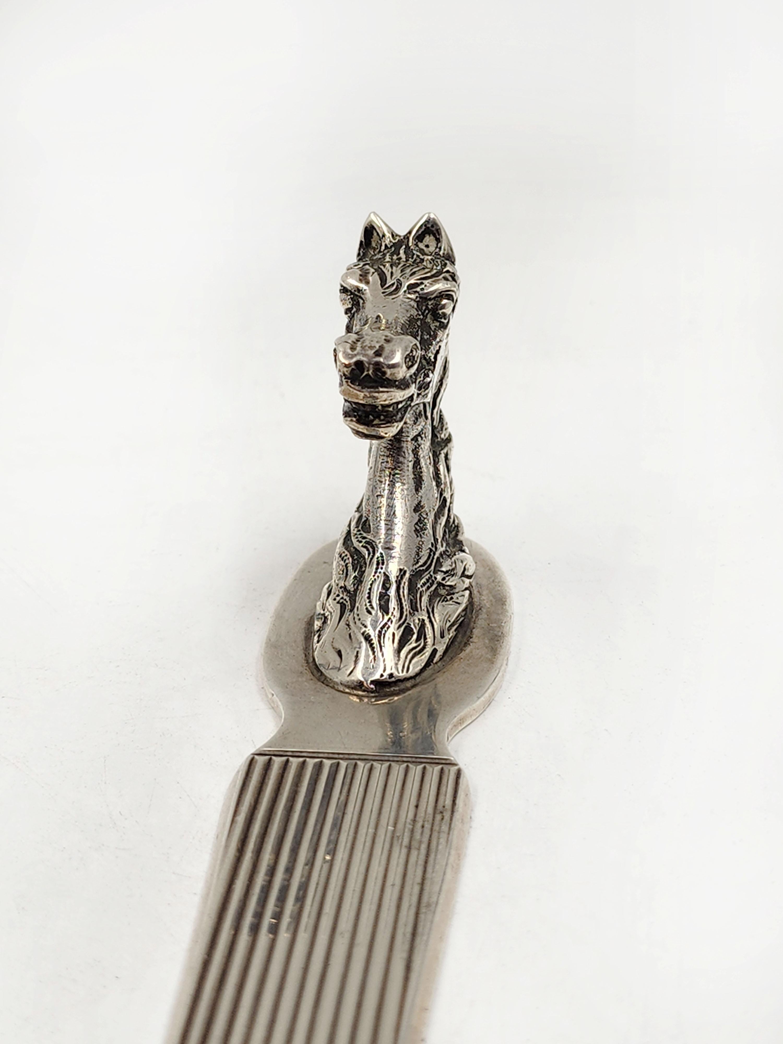 Mid-Century Modern Sterling Silver Equestrian Letter Opener by Hermes Paris For Sale