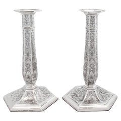 Sterling Silver Etched Candlesticks