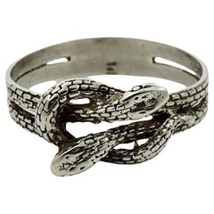 Sterling Silver Etched Double Snake Ring 