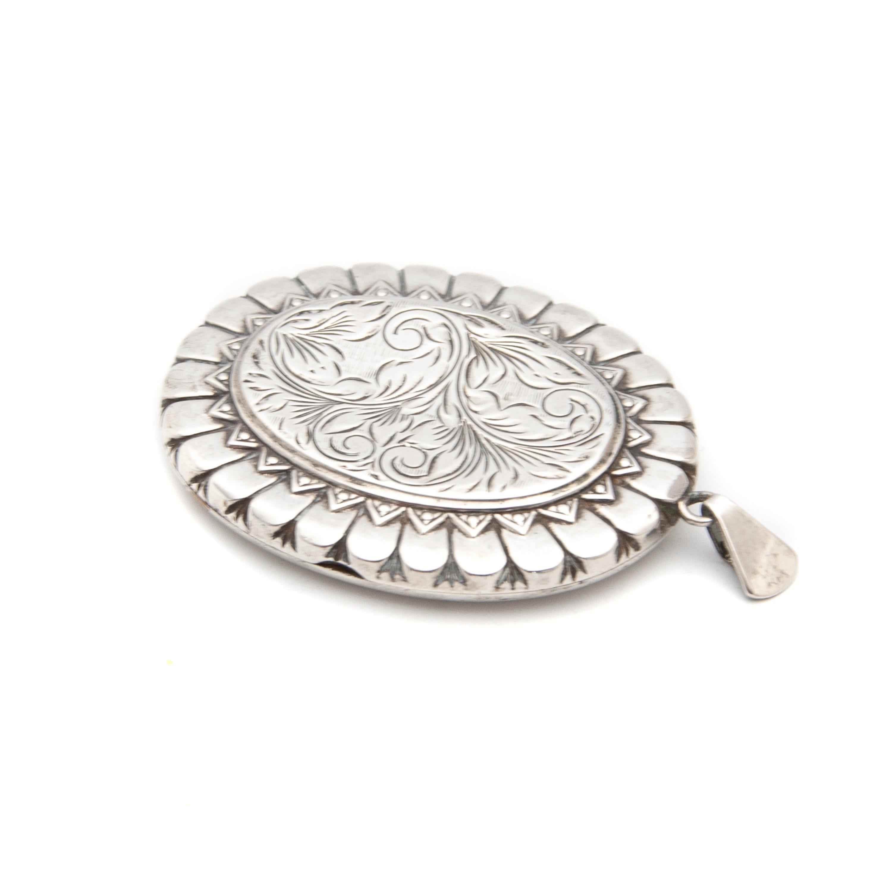 silver locket necklace engraved