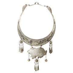 Sterling Silver Etched Rabbit 1960s Choker