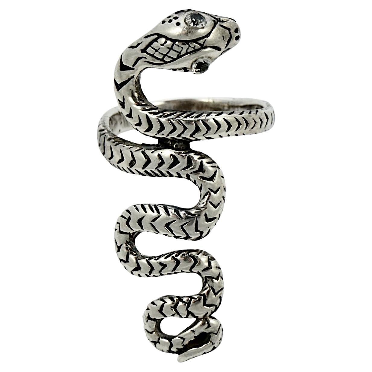 Sterling Silver Etched Snake Ring  For Sale