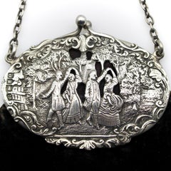 Bolso o cartera de noche de plata de ley, circa 1900 Londres por Samuel Jacob