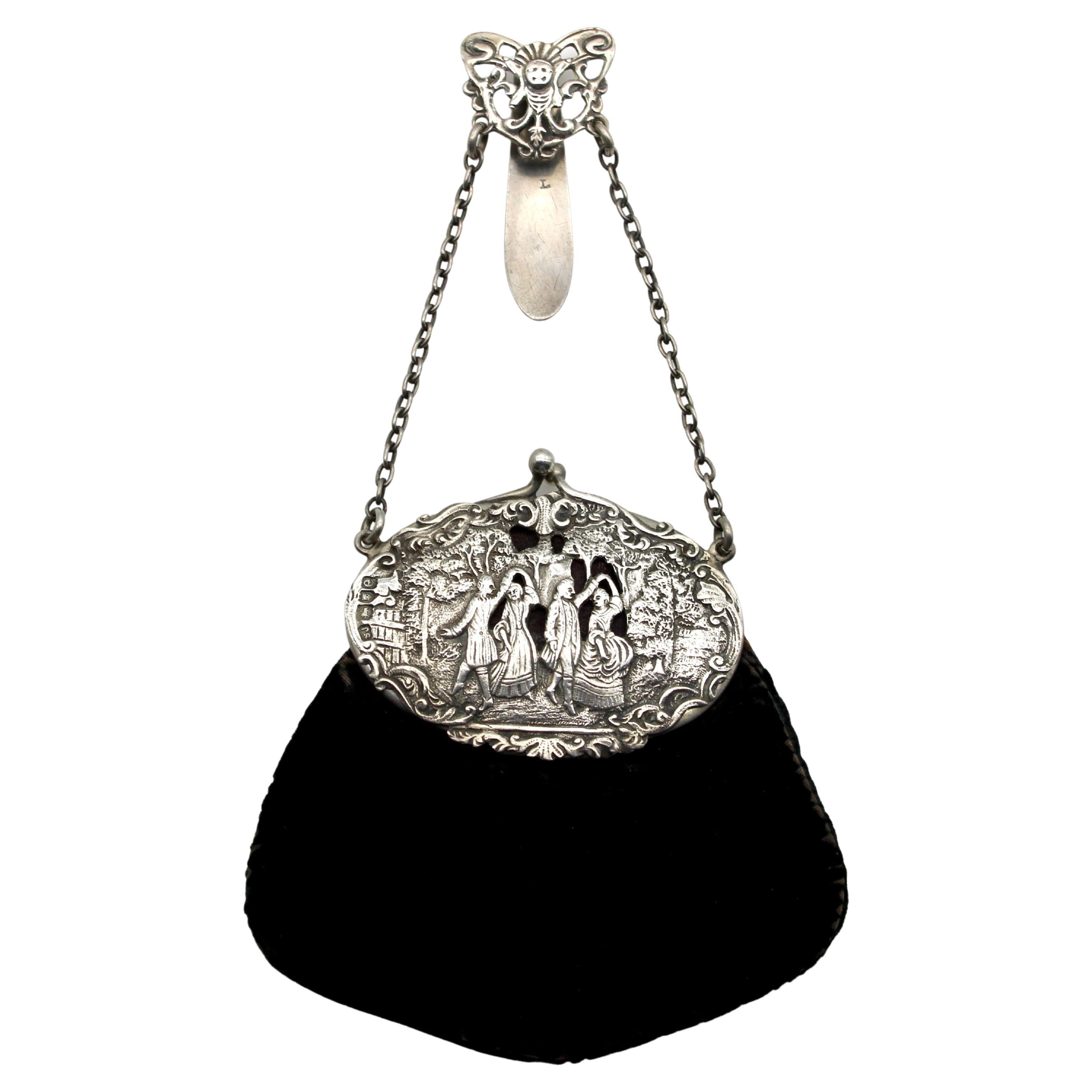 Sterling Silver Evening Bag or Purse, circa 1900 London by Samuel Jacob For Sale