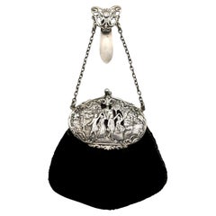 Sac de soirée ou porte-monnaie en argent sterling, vers 1900 Londres par Samuel Jacob