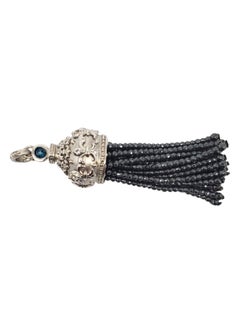 Sterling Silver Faceted Blue Stone Tassel Pendant #21692