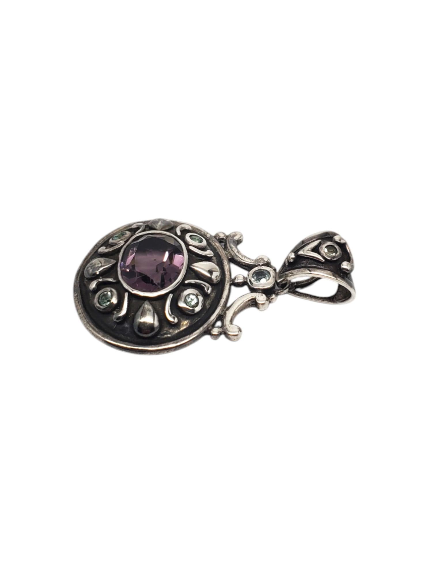 Donna Ciondolo in argento sterling con gemme blu e viola sfaccettate #20900 in vendita